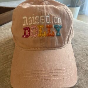 Raised on Dolly adjustable pink hat, embroidered with gems.